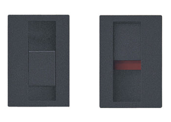 Two black rectangular light switches on a white background