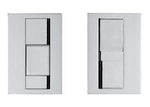 Two rectangular light switches on a white background