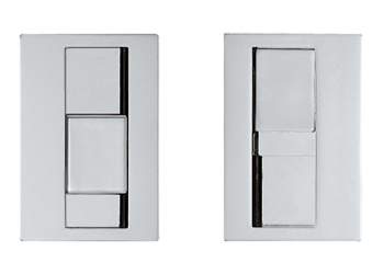 Two rectangular light switches on a white background
