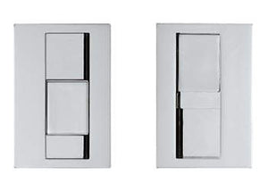 Two rectangular light switches on a white background