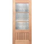 Shaped cathedral pattern glass in triple door setup