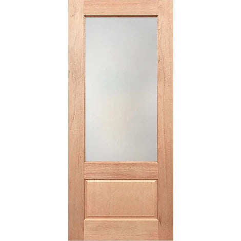 Sleek door with translucent center pane