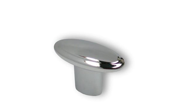 Chrome cabinet knob on a white background