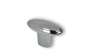 Chrome cabinet knob on a white background