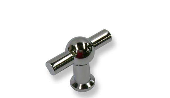 Chrome metal knob on a white background