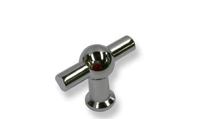 Chrome metal knob on a white background