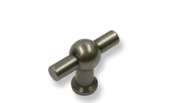 Metallic knob on a white background