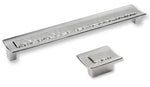 Chrome cabinet handle and pull on a white background