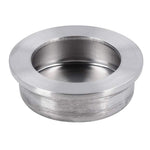 Metallic sink drain cover on a white background
