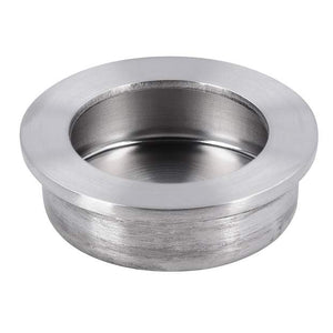 Metallic sink drain cover on a white background