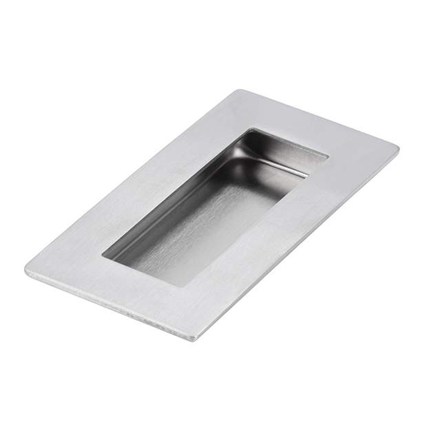 Stainless steel rectangular sink on a white background