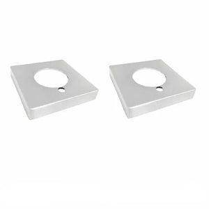 Two square silver metal mounting plates with circular cutouts, shown on a white background with a copyright watermark at the bottom.