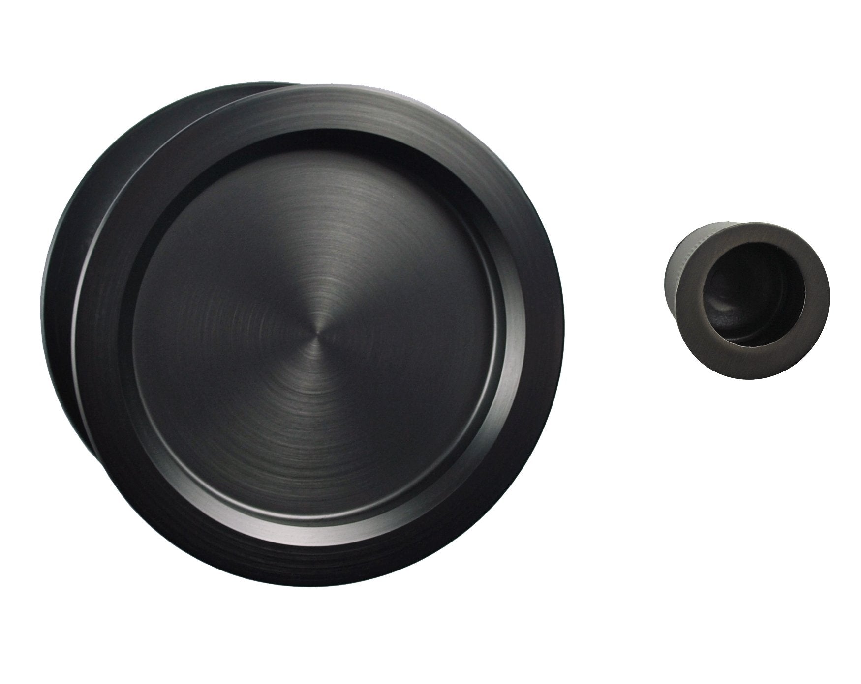 Nidus Sliding cavity door round backplate passage set incl. end pull graphite grey