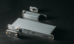 Metal electronic components on a dark background