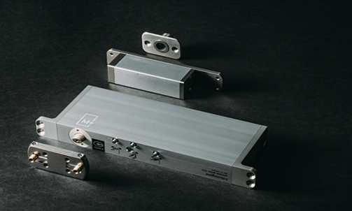 Metal electronic components on a dark background