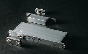 Metal electronic components on a dark background