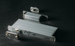 Metal electronic components on a dark background