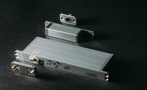 Metal electronic components on a dark background