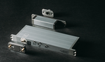 Metal electronic components on a dark background
