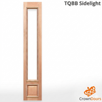 Wooden sidelight with 'TQBB Sidelight' text and Crown Doors logo on a white background