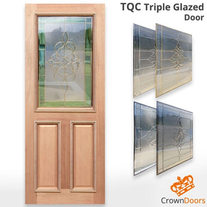 Solid Oak TQC Timber Entry Door Triple Glazed