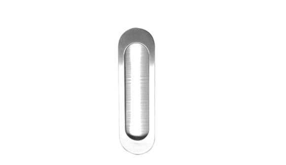 Metallic oval handle on a white background