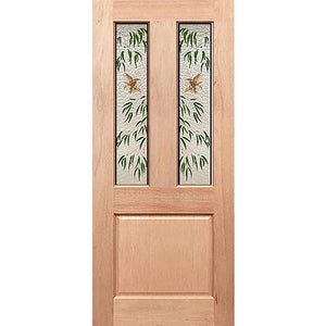 Traditional-1P Entrance Door - Multi-Colour Frost Glass