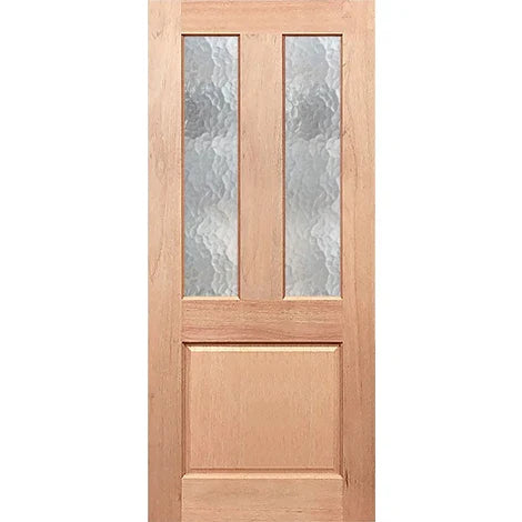 Durable wooden door with vintage Cathedral insert