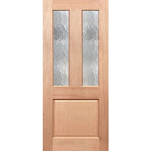 Durable wooden door with vintage Cathedral insert