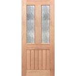 Vintage-inspired door with cathedral glass panel