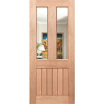 Double-glazing in vertical wooden door