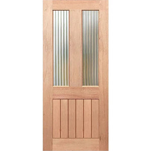Traditional-VGroove Entrance Door - Decorative Glass