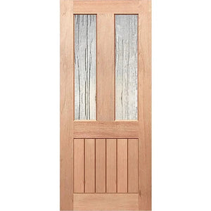 Traditional-VGroove Entrance Door - Decorative Glass