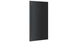 Black rectangular object on a white background