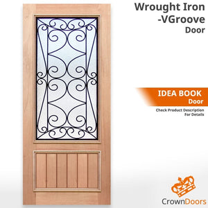 Wrought Iron Entry Door with Vgroove