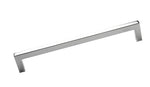Chrome cabinet handle on a white background