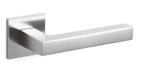 Chrome door handle on a white background