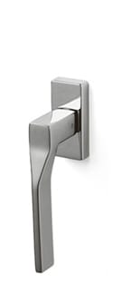 Chrome door handle on a white background