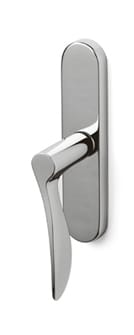 Chrome door handle on a white background
