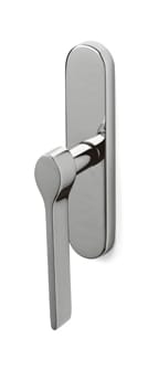 Chrome door handle on a white background