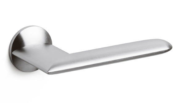Chrome door handle on a white background