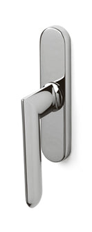 Chrome door handle on a white background