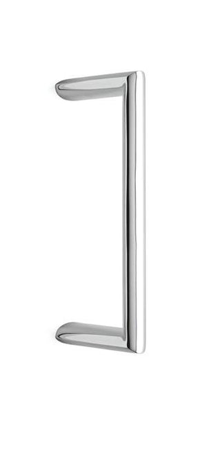 Metallic door handle on a white background