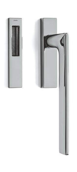 Chrome door handle set on a white background