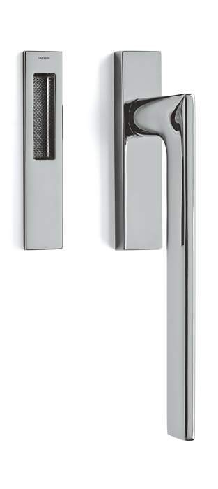 Chrome door handle set on a white background
