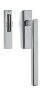 Chrome door handle set on a white background