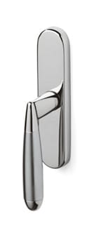 Chrome door handle on a white background