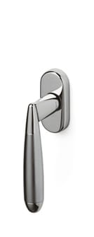 Silver door handle on a white background