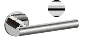 Chrome door handle on a white background