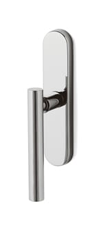 Chrome door handle on a white background